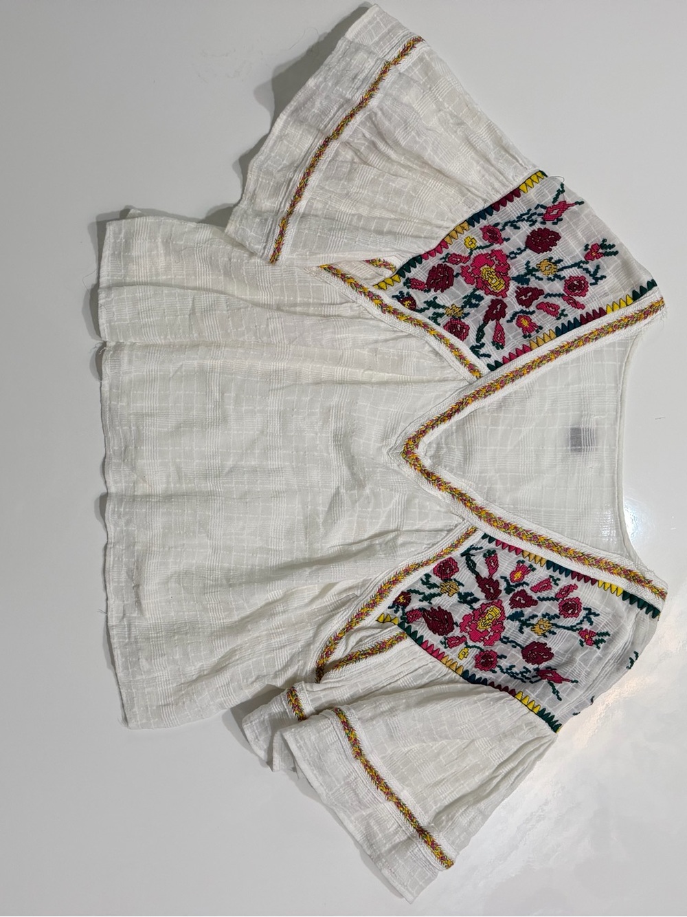 Pilcro Anthropologie Tawny Embroidered Boho Peasant Top Medium Like New - Picture 4 of 9